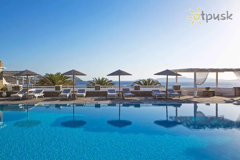 Фото отеля Manoulas Beach Mykonos Resort 4* par. Mykonos Grieķija ārpuse un baseini